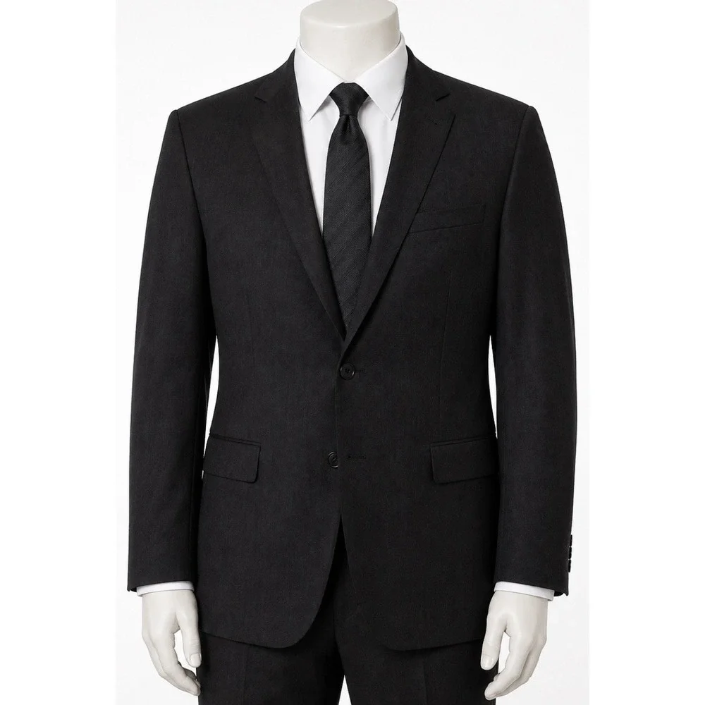 JOS A BANK Men's Wool Blazer Sport Coat 46R Dark Charcoal Gray Suit Jacket